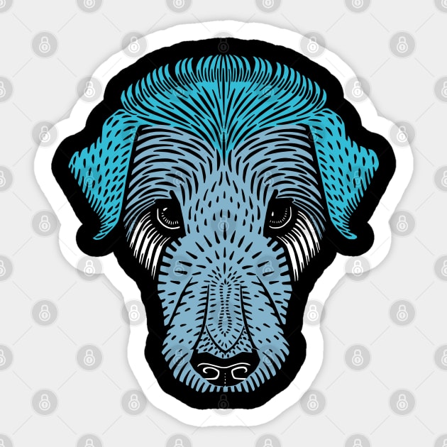 Vintage dog head-blue Sticker by Allbestshirts